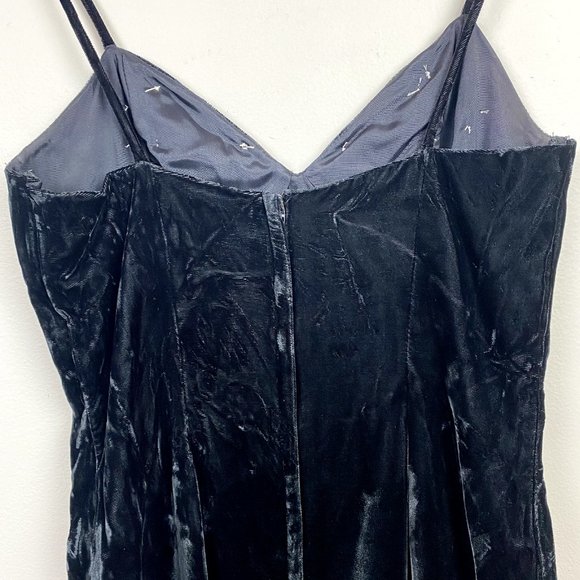 Roberta Evening Gown 13/14 Black Velvet Lace Sheath V-Neck Long‎ Slit Vintage - Picture 7 of 11